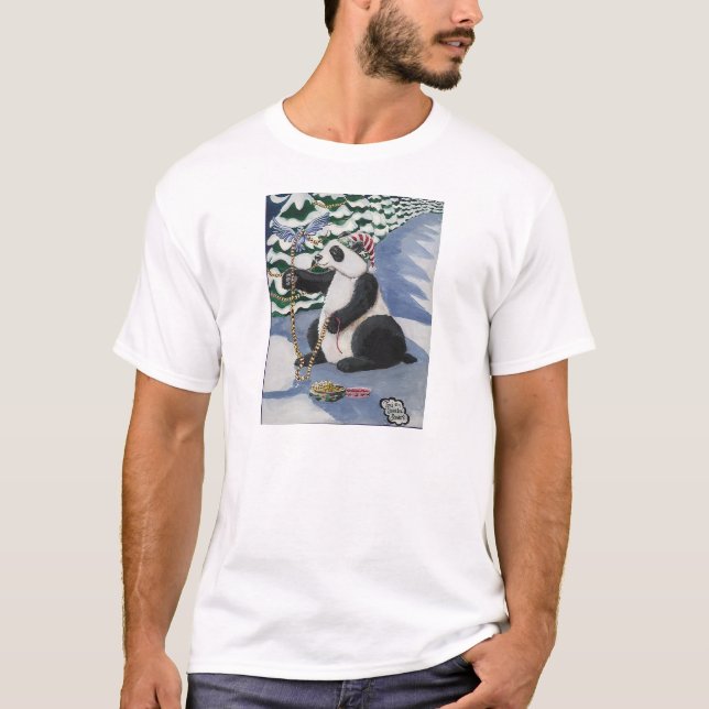Christmas Panda Bear by Toni Donelow Stewart T-Shirt (Front)