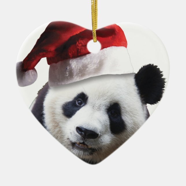 Christmas Panda Bear Ceramic Ornament (Front)