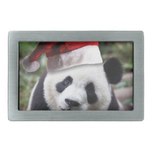 Christmas Panda Bear Rectangular Belt Buckle