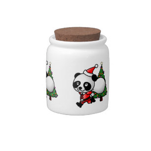 Christmas Panda Candy Jar