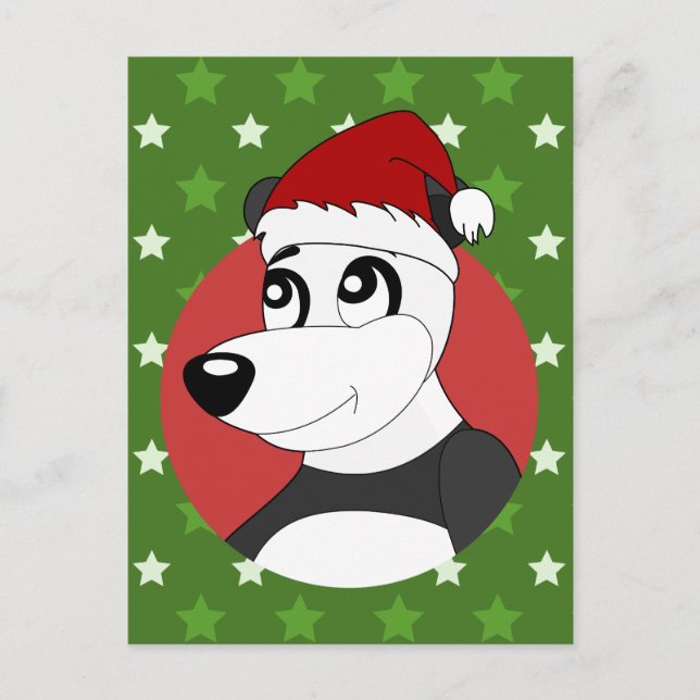 Christmas panda cartoon holiday postcard (Front)