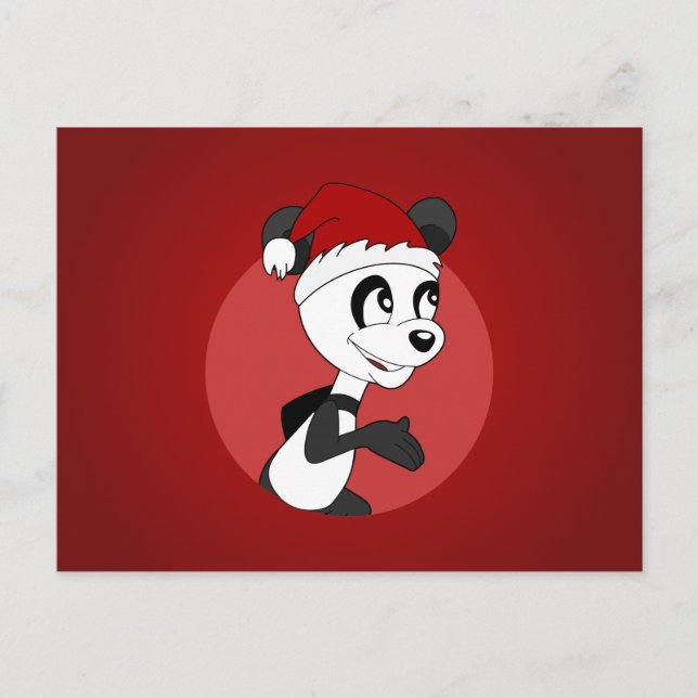 Christmas panda cartoon holiday postcard (Front)