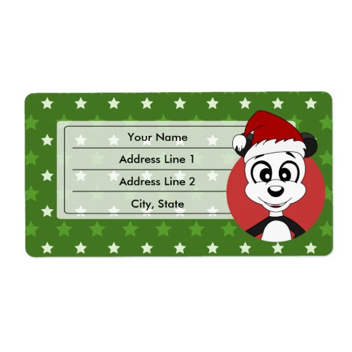 Christmas panda cartoon label