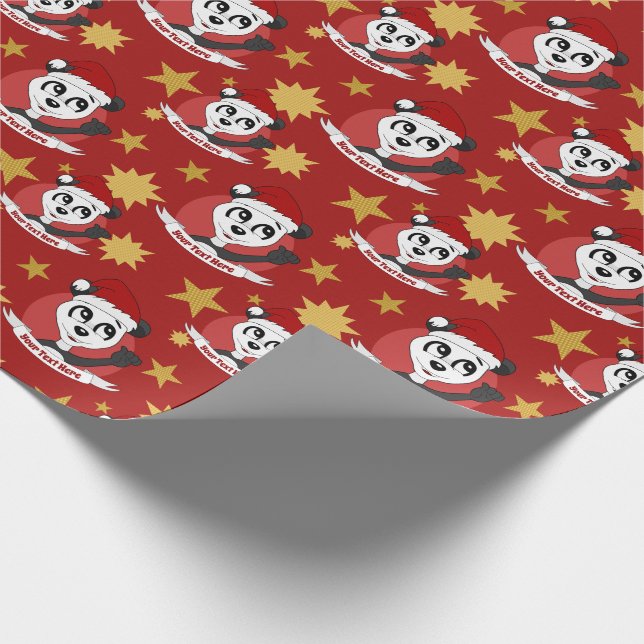 Christmas panda cartoon wrapping paper (Corner)