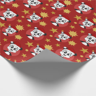 Christmas panda cartoon wrapping paper