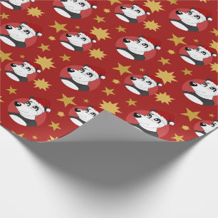 Christmas panda cartoon wrapping paper