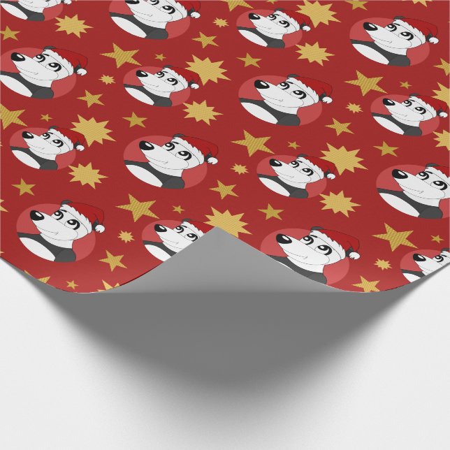 Christmas panda cartoon wrapping paper (Corner)