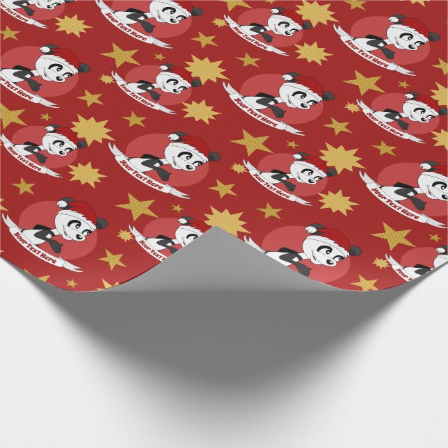 Christmas panda cartoon wrapping paper (Corner)