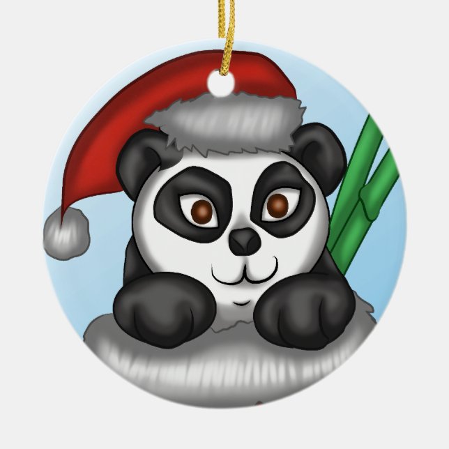 Christmas Panda Ceramic Ornament (Front)