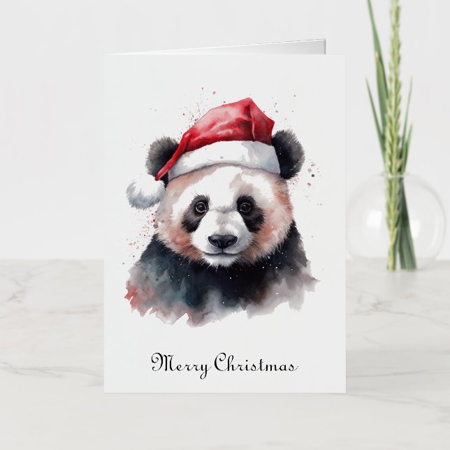 Christmas Panda customizable Foil Holiday Card (Front)