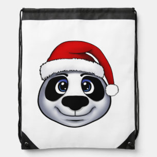 Christmas Panda Drawstring Bag