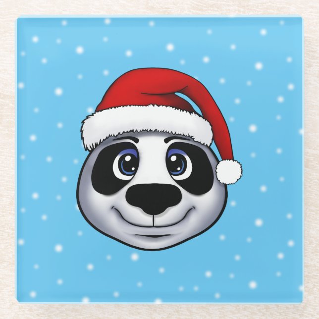 Christmas Panda Glass Coaster (Front)