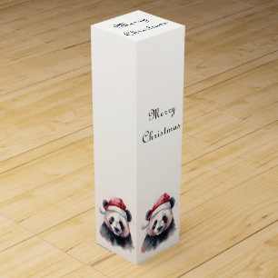 Christmas Panda Holiday Wine Gift Keepsake Box