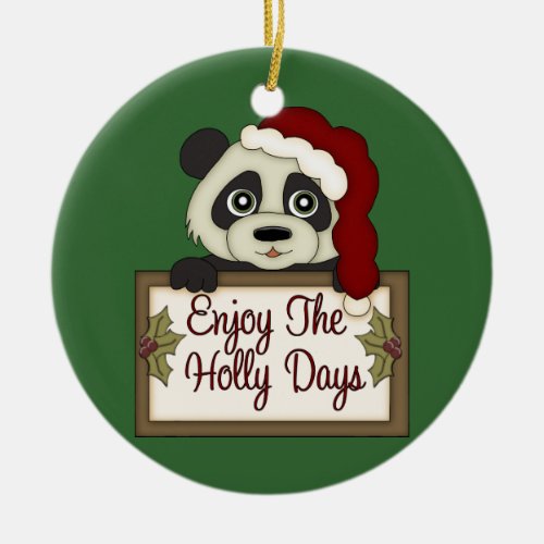 Christmas Panda Holly Days Ornament