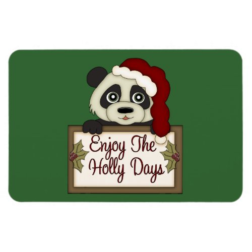 Christmas Panda Holly Days Premium Magnet
