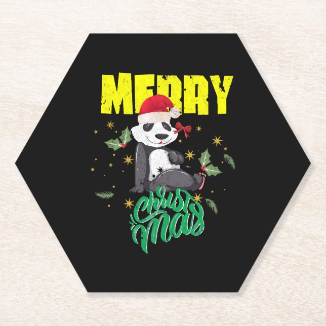 Christmas Panda Paper Coaster (Front)