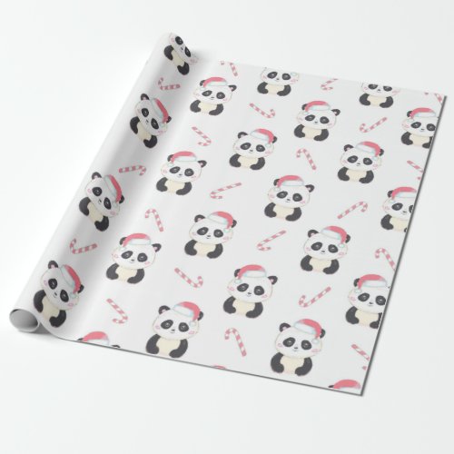 Christmas Panda Pattern Wrapping Paper