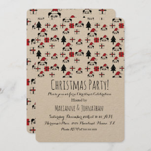 Christmas Panda Presents Holiday Trees Invitation