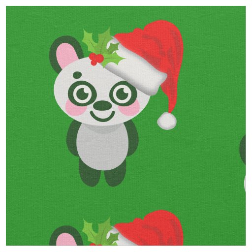 christmas panda santa claus fabric