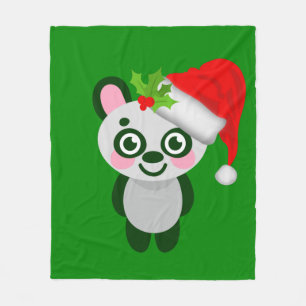 Christmas panda Santa Claus Fleece Blanket