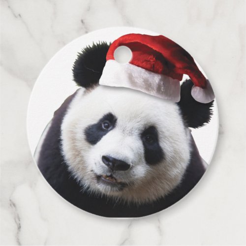 Christmas Panda with Santa Hat Favor Tags