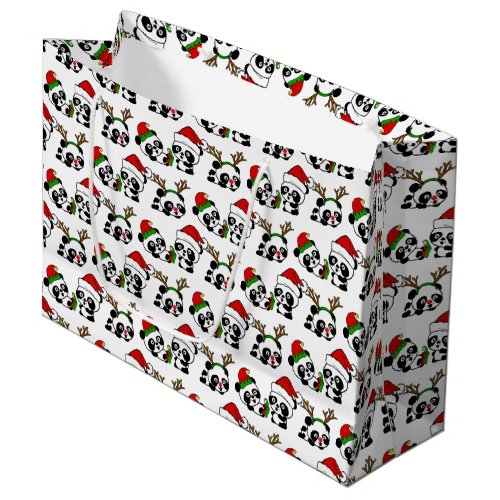 Christmas Pandas Large Gift Bag