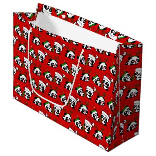 Christmas Pandas Large Gift Bag