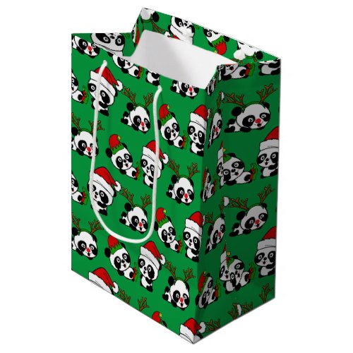 Christmas Pandas Medium Gift Bag