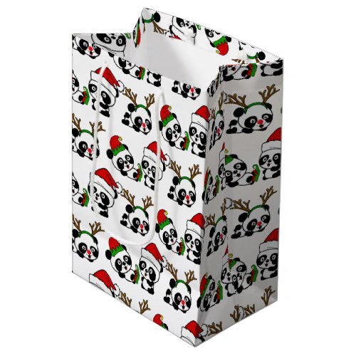 Christmas Pandas Medium Gift Bag