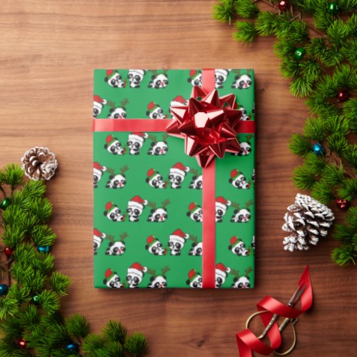 Christmas Pandas Wrapping Paper