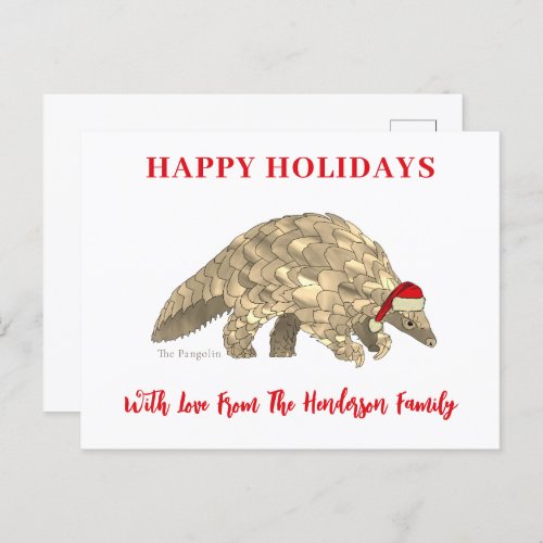 Christmas Pangolin Cute Endangered Species Holiday Postcard