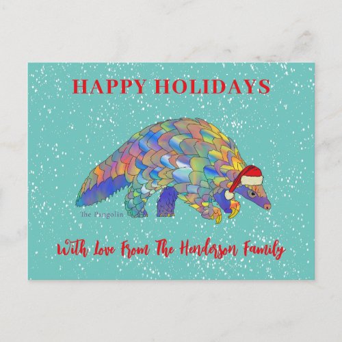 Christmas Pangolin Cute Endangered Species Holiday Postcard
