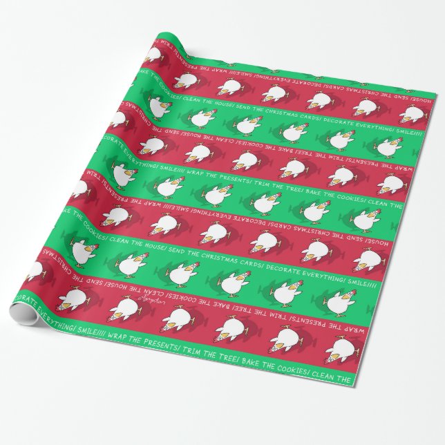 CHRISTMAS PANIC CHICKEN by Sandra Boynton Wrapping Paper (Unrolled)