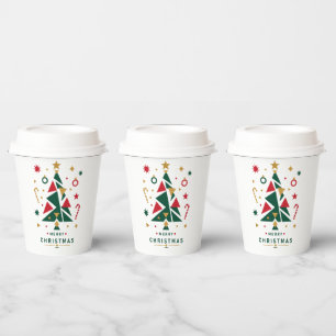 Christmas paper cup in a geometric style