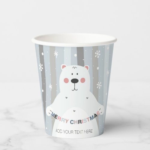 CHRISTMAS PAPER CUP  POLAR BEAR  MERRY CHRISTMAS