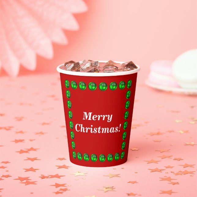 Christmas Paper Cups Size: 8oz Paper Cup with Lid (Insitu)