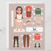 Christmas Paper Doll Brunette Girl Winter Dress (Front)