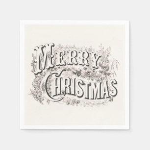 CHRISTMAS PAPER NAPKIN : VINTAGE MERRY CHRISTMAS