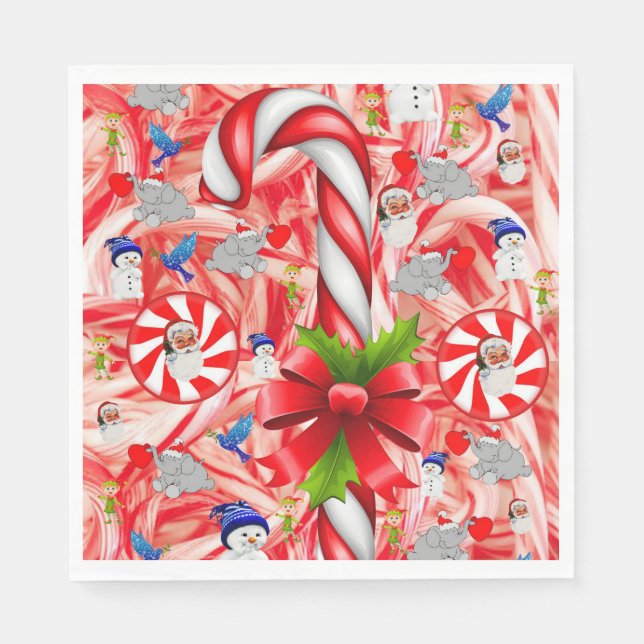Christmas Paper Napkins, Candy Cane Napkins (Front)