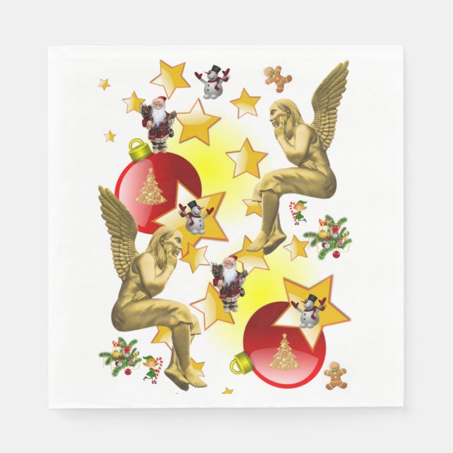 Christmas Paper Napkins, Christmas Angel Napkins (Front)