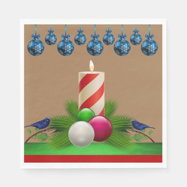 Christmas Paper Napkins, Christmas Candle Napkins (Front)