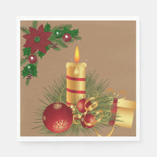 Christmas Paper Napkins, Christmas Candle Napkins