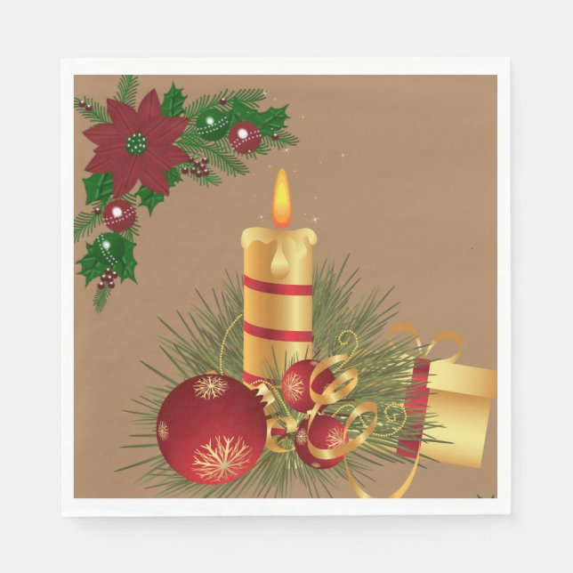 Christmas Paper Napkins, Christmas Candle Napkins (Front)