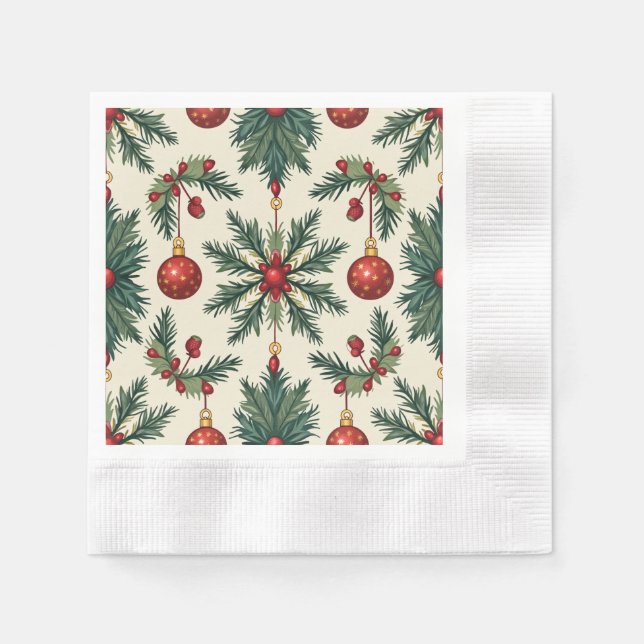Christmas Paper Napkins, Coined Cocktail Napkins (Front)