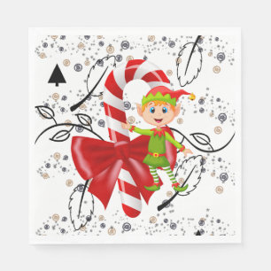 Christmas Paper Napkins, Elf Candy Cane Napkins