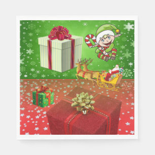 Christmas Paper Napkins, Elf Napkins