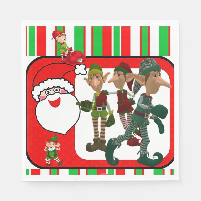 Christmas Paper Napkins, Elf Napkins (Front)