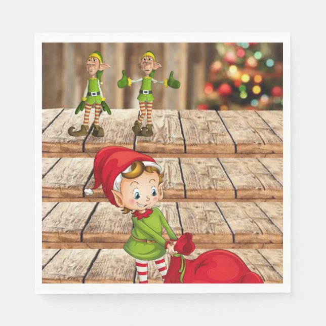 Christmas Paper Napkins, Elf Napkins (Front)