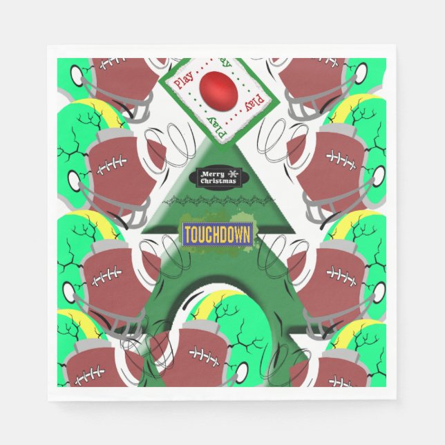 Christmas Paper Napkins, Football Sports Napkins (Front)