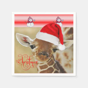 Christmas Paper Napkins Giraffe